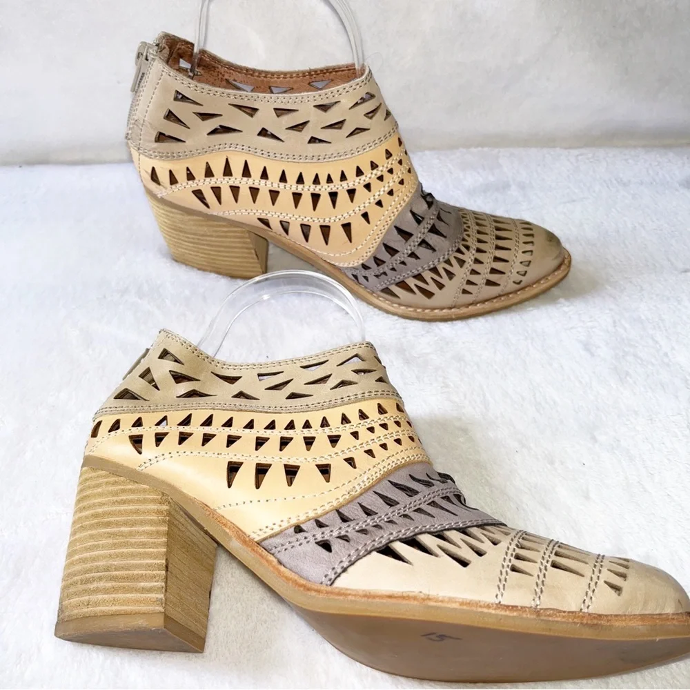 Jeffrey Campbell for Free People Faviola Color Block Cutout Western Booties 7.5